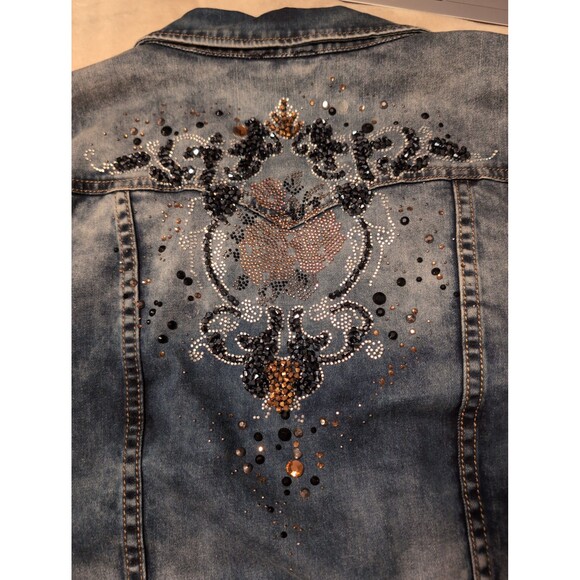 Venus rhinestone Jean jacket size 6 Y2k - Picture 2 of 7